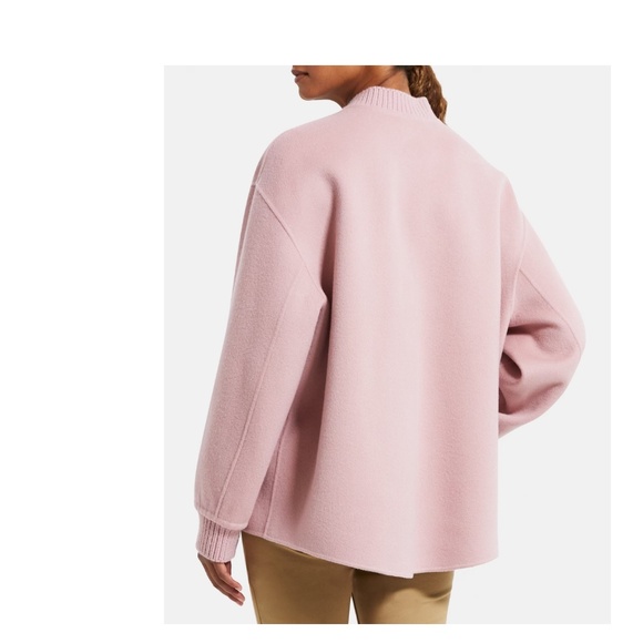 Theory Wool-Cashmere Bomber Jacket in Blush - Picture 5 of 5